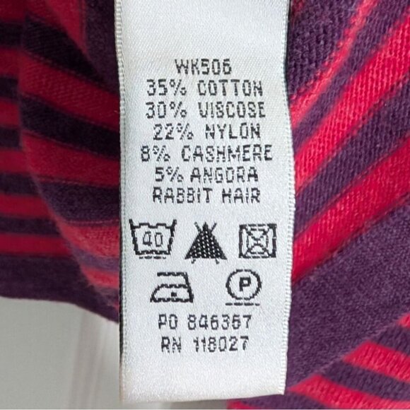 Boden Stripe Cardigan Womens Size 10 UK 14 Pink Purple Cashmere Angora Knit - Picture 5 of 9